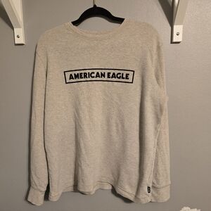 American Eagle Outfitters Men's Light Gray Long Sleeve Tee